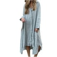 thumbnail image 2 of Ayolanni Blue Womens Casual Dresses Ankle-Length Baggy Solid Tent Long Sleeve Shirt Dresses Summer Dresses for Girls 5x, 2 of 7
