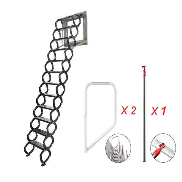 Techtongda Attic Ladder Wall Mounted Retractable Folding Ladder for