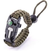 EMERGENCY USA Survival Tactical Paracord Bracelets - Survival Kit - Hiking Gear- Strong, Versatile Paracord Multitool - Compass, Whistle, and Fire Starter - Ideal EDC Camping and Hunting, Black