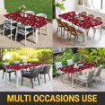 thumbnail image 5 of Red Christmas Snowflakes Table Cloths for 4 Foot Rectangle Tables, Winter Xmas Pine Tree Plant Patio Waterproof Elastic Fitted Tablecloths, Washable Rectangular Table Cover for Camping, 5 of 8