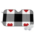thumbnail image 2 of Lsque Heart Black Buffalo Plaid Gingham Car Windshield Sun Shade | Accordion Folding Style Auto Shade for Car Truck SUV Van | Blocks UV Rays Sun Visor Protector | Medium, 2 of 7