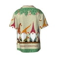thumbnail image 2 of Vsdgher Christmas Card With Gnomes Print Men's Wrinkle Free Untucked Cuban Shirt Business Casual Button Down Shirts Short Sleeve Shirt, 2 of 7