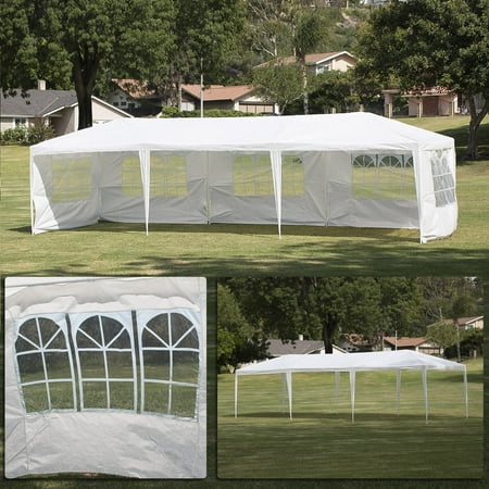 10 Canopy Side Wall - BELLEZE Large Heavy Duty 10' x 30' Foot White Wedding Canopy Event Dancing Gazebo Removable Side Walls Outdoors