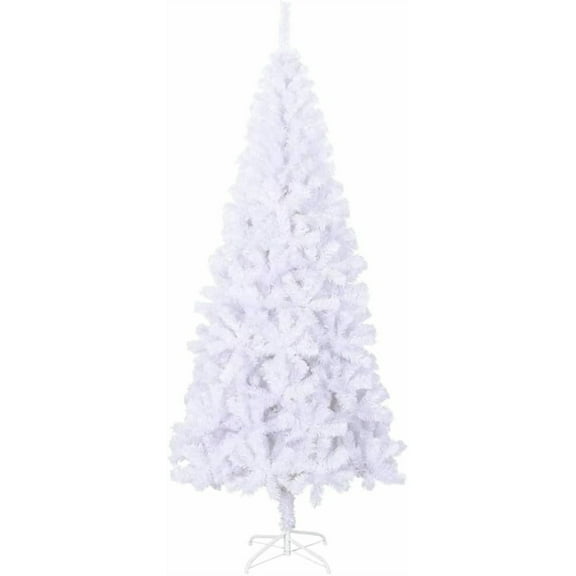 Artificial Christmas Tree with Metal Stand, 8 ft Realistic White PVC, Durable & Economical Xmas Decor for Indoor/Outdoor, Easy-Assembly Holiday Decoration, Without Ornaments