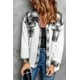 thumbnail image 2 of ABPHQTO Chaqueta de sherpa con bolsillo abotonado y patchwork a cuadros de mujer en blanco, 2 of 5