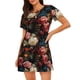 thumbnail image 1 of Disketp Rose Flowers para Camisón Corto de Manga Corta para Mujeres, Camisón Cómodo con Escote Redondo, Bonito y Confortable, 1 of 6