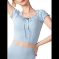 thumbnail image 3 of Camiseta de Verano con Cuello Halter y Hombros Descubiertos para Mujer, de Corta, de Punto Acanalado y Hombros Descubiertos Azul L, 3 of 10