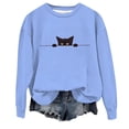 thumbnail image 3 of IDOCLOTHES Halloween Sweatshirt Women Oversized Cute Back Cat Printed Fall Sweaters for Women Going Out Tops Womens Fall Fashion Clothing Women's Outfits Light Blue, L, 3 of 4