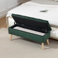 thumbnail image 2 of HOMCOM Upholstered Storage Ottoman Bench with Wood Legs, Dark Green, 2 of 10