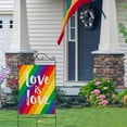 thumbnail image 4 of Love is Love Rainbow Gay Pride LGBTQ Garden Flag, Decorative Lesbian Bisexuals Progress Pride LGBT Outdoor Flag, Burlap Outside Decorations Home Decor Yard Flag 12 x 18, 4 of 6