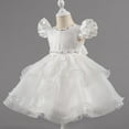 thumbnail image 5 of BLTIBY Girls Flower Sequin Tulle Dress Cute Ruffle Toddler Wedding Princess Party Birthday Pageant Prom Dresses White 4-5 Years, 5 of 5
