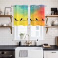 thumbnail image 2 of Bird Line Abstract Kitchen Curtains Small Short 39 Inch Length, Orange Blue Ombre Silhouette Grommet Top Bedroom Living Room Curtains, Light Filtering Cafe Curtain Drapes 2 Panels Set 55''x39'', 2 of 9