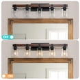 thumbnail image 4 of Jopath 35" Rustic 5-Light Vanity Light, Industrial Bathroom Wall Sconce with Glass Shades and Wood Accent, Modern Farmhouse Lighting Fixture for Bathroom, Bedroom, or Hallway(No Bulbs), 4 of 8