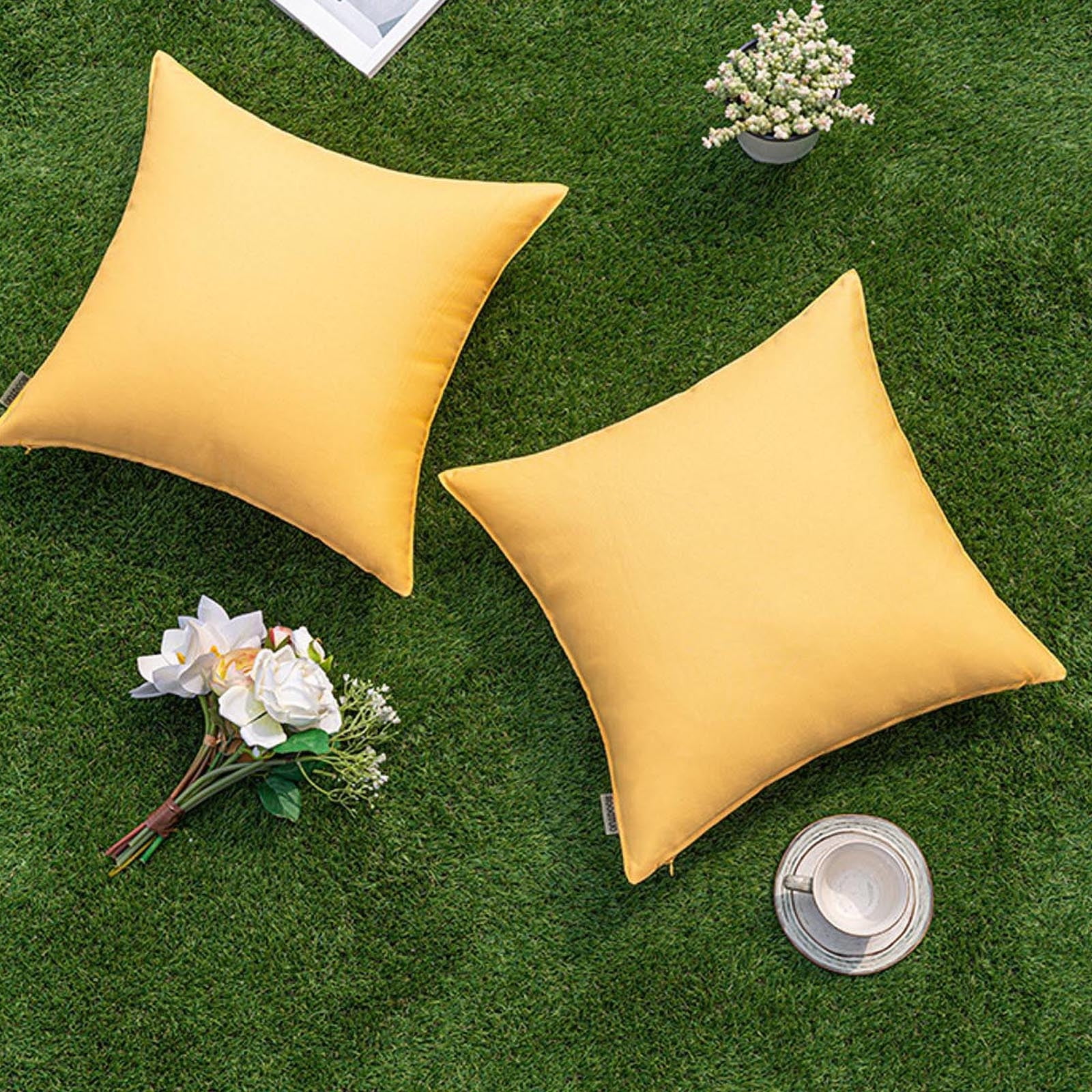 Outdoor Waterproof Pillow Cover, Solid Orange Yellow Cushion Case for Patio Furniture, Poolside Lounge Chair, Garden Bench, and Backyard Decor (3 Pcs)