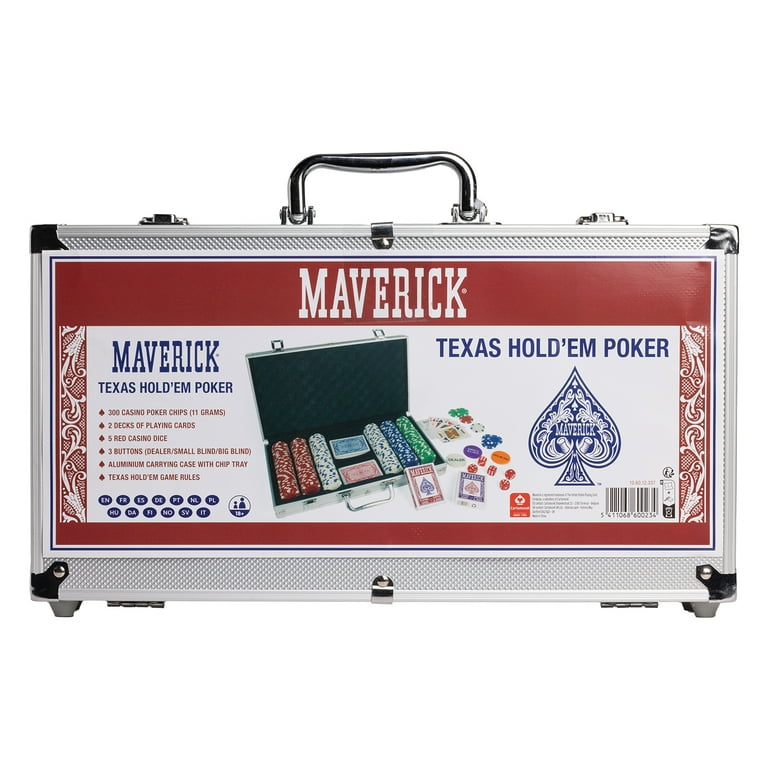 MAVERICK Texas Hold'em Game Set with 300 11 Gram Chips, Cards