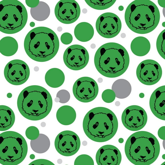 Panda Face Cute on Green Premium Gift Wrap Wrapping Paper Roll Pattern