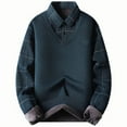 thumbnail image 2 of Blusa y camisa de manga larga con cuello vuelto para hombre, informal, de moda, con forro polar falso, dos botones LED, suéter de manga larga, blusa de poliéster para hombre, 2 of 3
