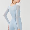 thumbnail image 3 of Traje de Yoga microtransparente de malla Sexy con almohadilla fija para el pecho, camisa de manga larga, Top deportivo de Pilates para entrenamiento físico de alta gama para mujer, 3 of 6