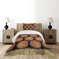 thumbnail image 4 of Ambesonne Wine Quilted Bedspread Set 2 Pcs, Wall of Wooden Barrels, Twin Size, Brown, 4 of 5