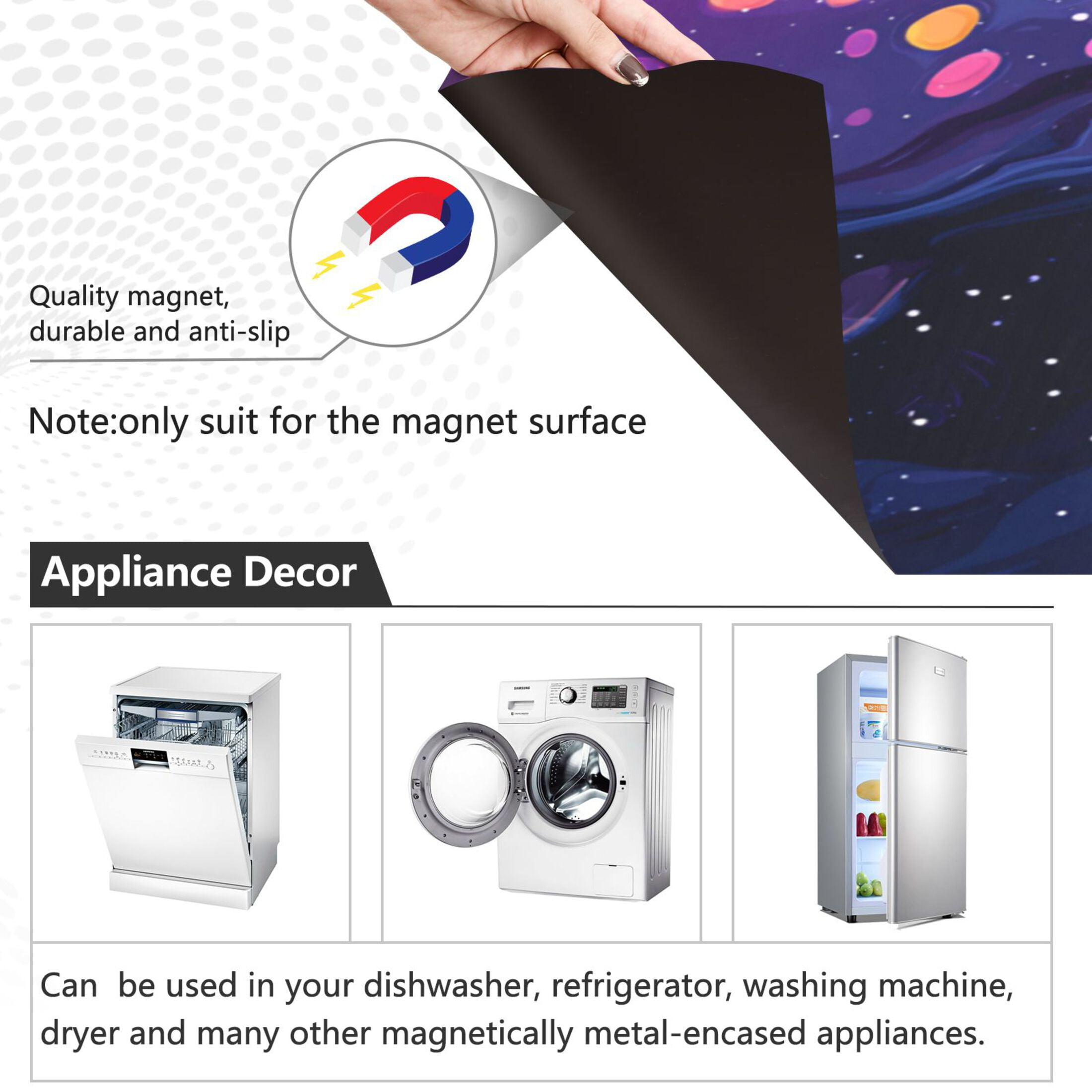Dishwasher Magnetic Refrigerator Magnet Cover Sticker Home Decorative 23"x26" Psychedelic Colors Pattern
