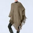thumbnail image 5 of Hauaitttt Women Poncho Sweater V Neck Solid Knit Pullover Cape Lightweight Shawl Elegant Wrap with Fringes for Women Womens Dress Jackets for Evening Wear Girls Shawl Wool Scarf Shawl with Hood, 5 of 9