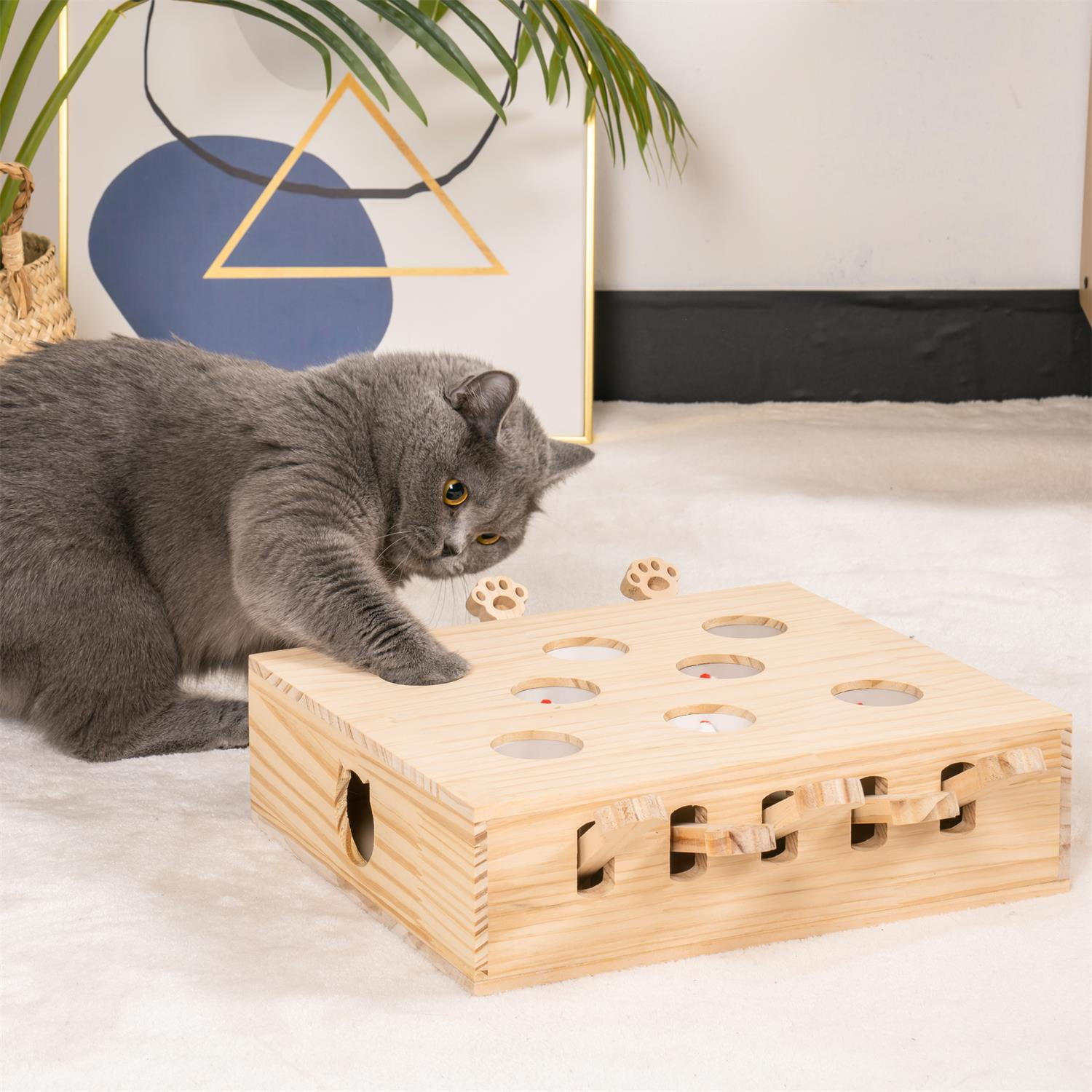 Pefilos 14" Cat Toys Interactive Whack A Mole for Indoor Cats Killer's Instinct Outdoors Cat Funny Toys Kitten Catch Mice Game Mouse Puzzle Toy, Beige Pefilos 14" Cat Toys Interactive Whack A Mole for Indoor Cats Killer's Instinct Outdoors Cat Funny Toys Kitten Catch Mice Game Mouse Puzzle Toy, Beige