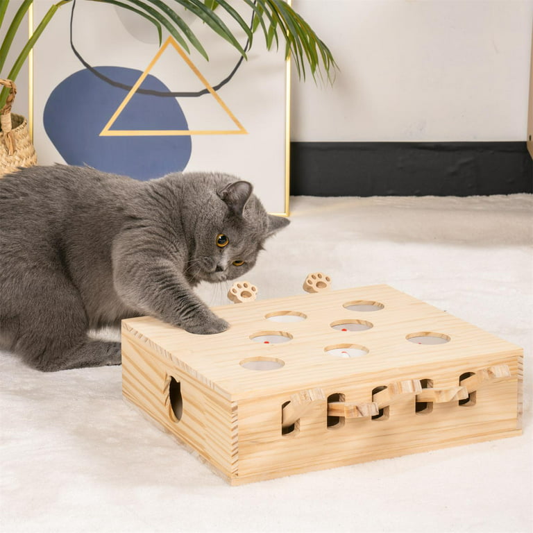 Pefilos 14 Cat Toys Interactive Whack-a-mole Solid Wooden Toys