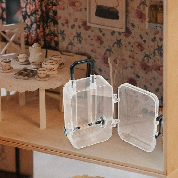 UNOMOR 2pcs Mini Suitcase Favor Boxes Plastic Travel Friendly For Dollhouse Decor