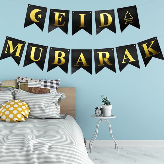ADDHAT Ramadan Banner Decoration Set, Hanging Paper Flag Bunting in Assorted Colors, Lightweight and Festive Party Decor