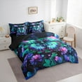 thumbnail image 3 of Manfei Female Men Green Butterfly Bedding Comforter Set 7pcs,Chic Floral Flowers Queen Bedding Sets Super Cozy,Abstract Gradient Queen Sheet Sets,Microfiber Bedroom Decor,Reversible, 3 of 8