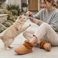 thumbnail image 2 of Ecetana Women's Fuzzy Plush House Slippers Warm Memory Foam Indoor Outdoor Non-Slip Booties, 2 of 9