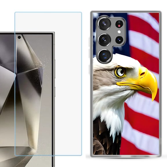 For Samsung Galaxy S25 Ultra 5G Phone Case Cover with Tempered Glass Screen Protector, by OneToughShield - Eagle