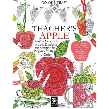 Teacher's Apple: Pretty Mandala Apple Designs on Keepsake Paper Crafts to Color