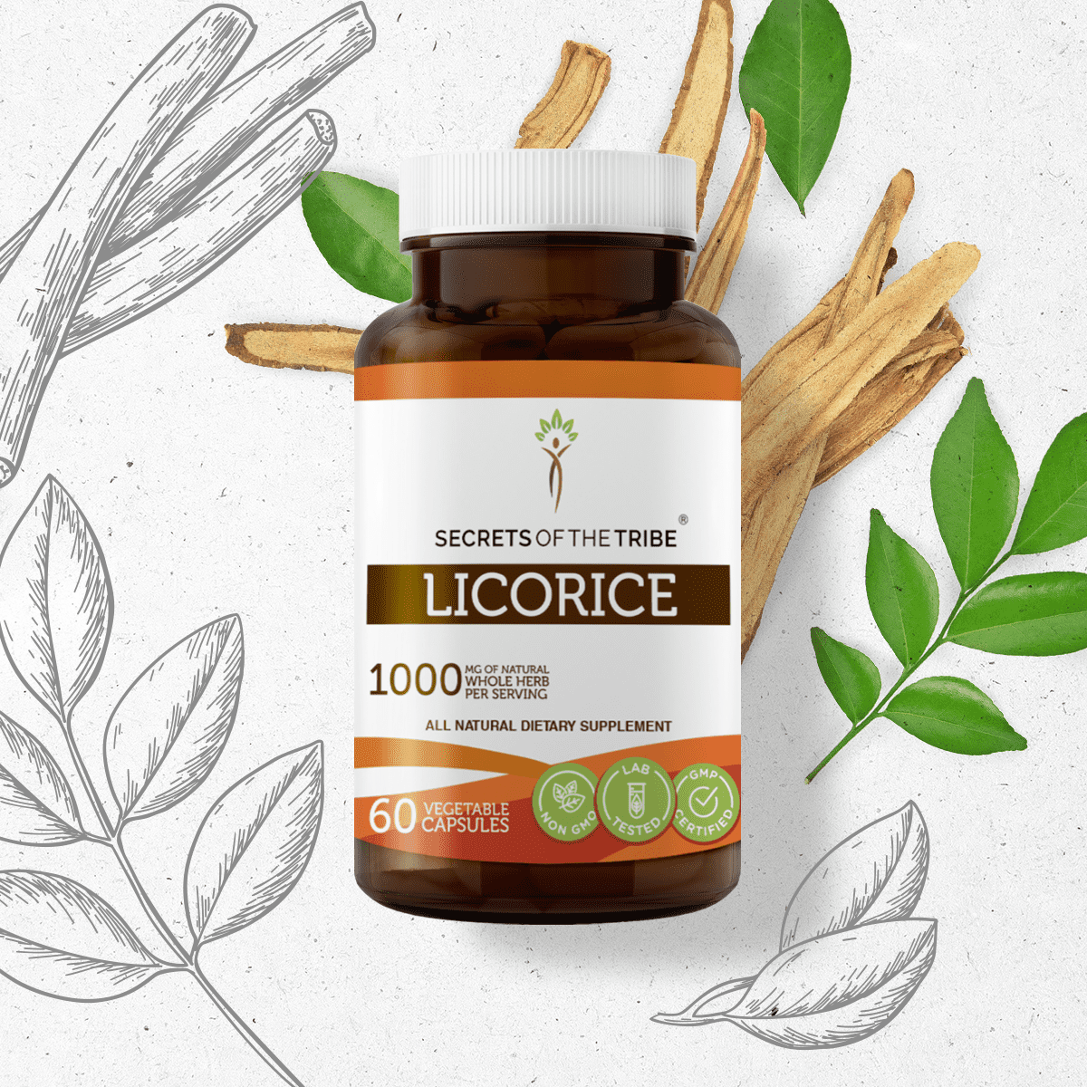 Secrets of the Tribe Licorice 60 Capsules, Organic Glycyrrhiza Glabra
