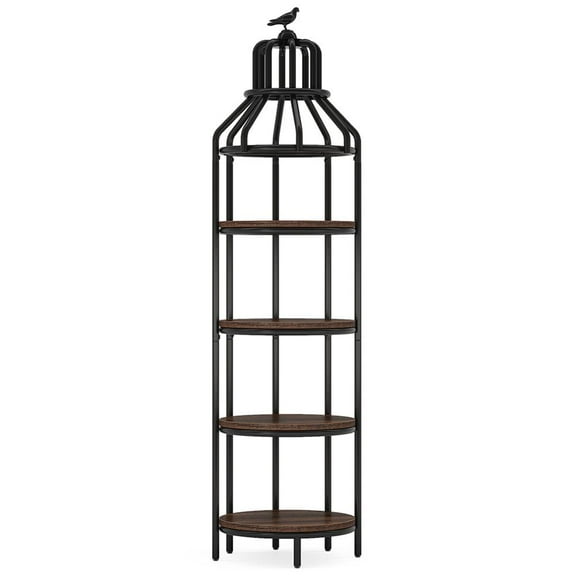 GVN Storage Shelves, Bookshelf Stand,Industrial Bookshelf, 4-Tier Etagere Bookcase with Bird Cage Design