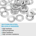 thumbnail image 3 of 304 Stainless Steel Flat Washers M10x20mm Belleville Spring Disc Washer Conical Knurled Metric Gasket 40 Pack, 3 of 6