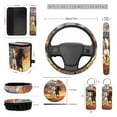 thumbnail image 4 of XYZCANDO Sunset Horse Seat Belt Cover Steering Wheel Cover Center Mirror Cover Coasters Car Seat Cover Keychain Lipstick Cover Car Trash Can Easy Installation Fashion Suitable for Cars, 4 of 5