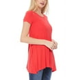thumbnail image 2 of Women's A-Line Short Sleeve Relaxed Fit Round Neck Solid Tunic Top with Pockets, 2 of 4