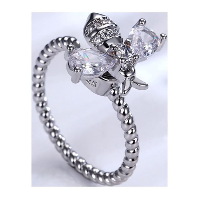 Fiudx Anillos de Abeja, Elegante Conjunto de Joyas de Cobre, Elegante Anillo de Diamantes para El Dedo Índice, Regalo para Banquetes, Accesorio de Moda para Mujer, Cómodo para Uso Diario, Diseño Únic
