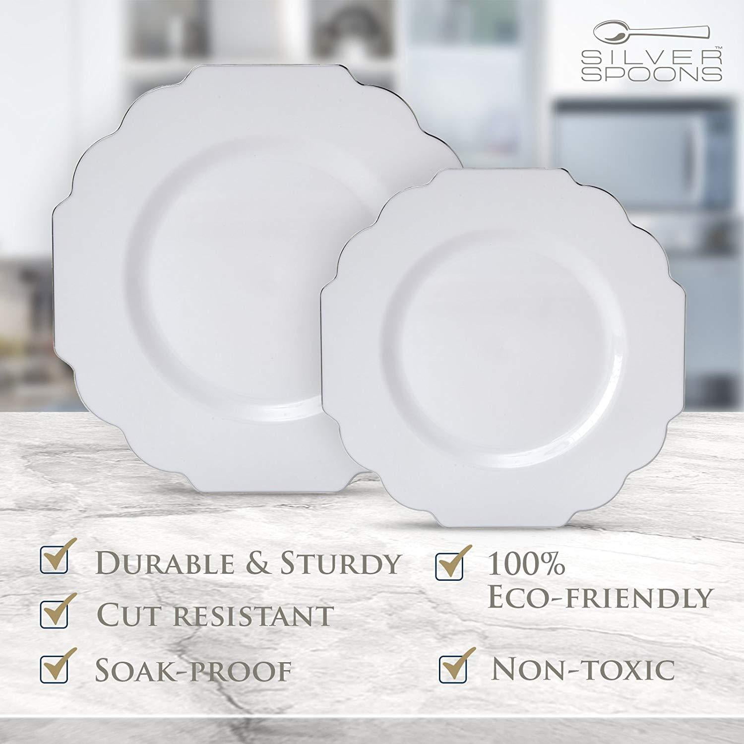 PARTY DISPOSABLE 40 PC DINNERWARE SET 20 Dinner Plates and 20 Salad