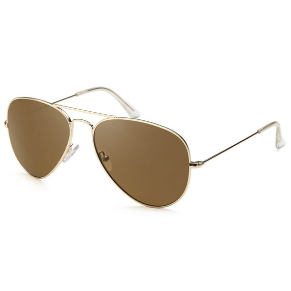 JETPAL Premium Classic Aviator Sunglasses w Flash Mirror and Polarized Lens Options UV400 (Polarized Copper Lens Gold Frame)