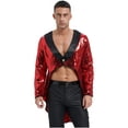 thumbnail image 2 of CHICTRY Mens Ringmaster Circus Show Dress-up Sequins Tuxedo Tailcoat Magician Blazer Jacket Red M, 2 of 6