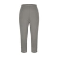 thumbnail image 6 of XL-5XL Plus Size Capri Leggings for Women Tummy Control Capri Yoga Pants High Waisted Stretchy Mid-calf Length Pull on Tights Jegging Gray 4XL, 6 of 7