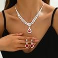 thumbnail image 2 of Faty-T Silver Crystal Bridal Wedding Jewelry Set Rhinestone Necklace Earrings Sets Prom Formal Costume Jewelry for Women and Brides, 2 of 6