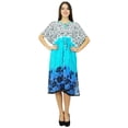 thumbnail image 7 of Bimba Womens Printed Drawstring Caftan Home Wear Cover Up Kaftan Night Gown, 7 of 7