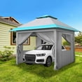 thumbnail image 2 of Outdoor Waterproof 10' x 10' Pop-Up Canopy & Instant Shelter, Portable Enclosed Gazebo Tent with 4 Removable Sidewalls, Blue&White, 2 of 15