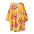 thumbnail image 2 of Zando Floral Kimono Cardigans for Women Loose Open Front Kimono Swimsuit Cover Ups for Women Casual Beach Cover Up Women Flowers Yellow XL, 2 of 4
