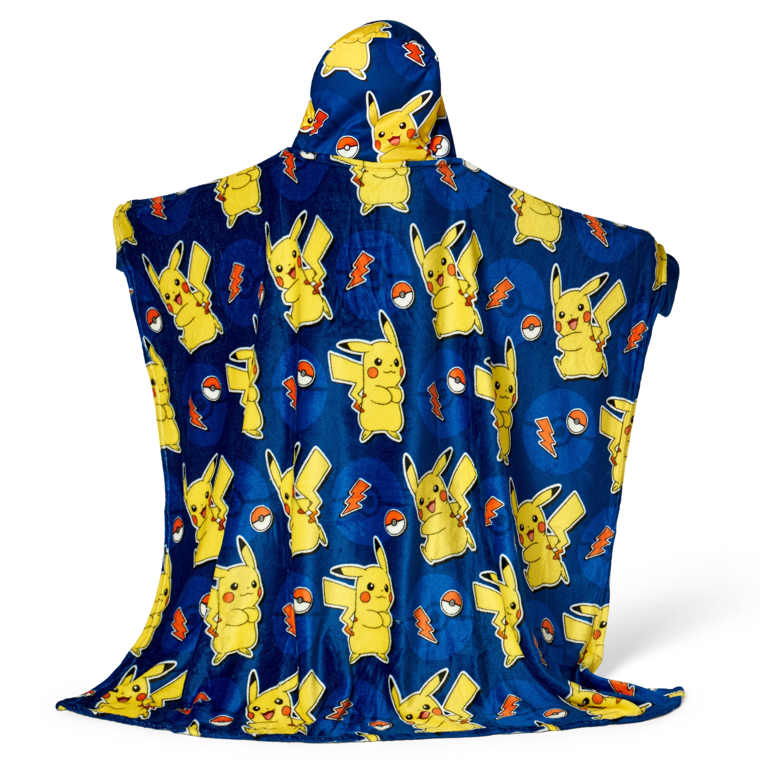 Pokemon Lighting League Hooded 3D Sculpted Hood Silk Touch Throw Blanket 40X50 Inches - Wearable Entertainment Blanket for Kids