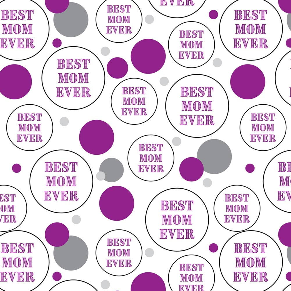 Best Mom Ever Purple Premium Gift Wrap Wrapping Paper Roll Pattern