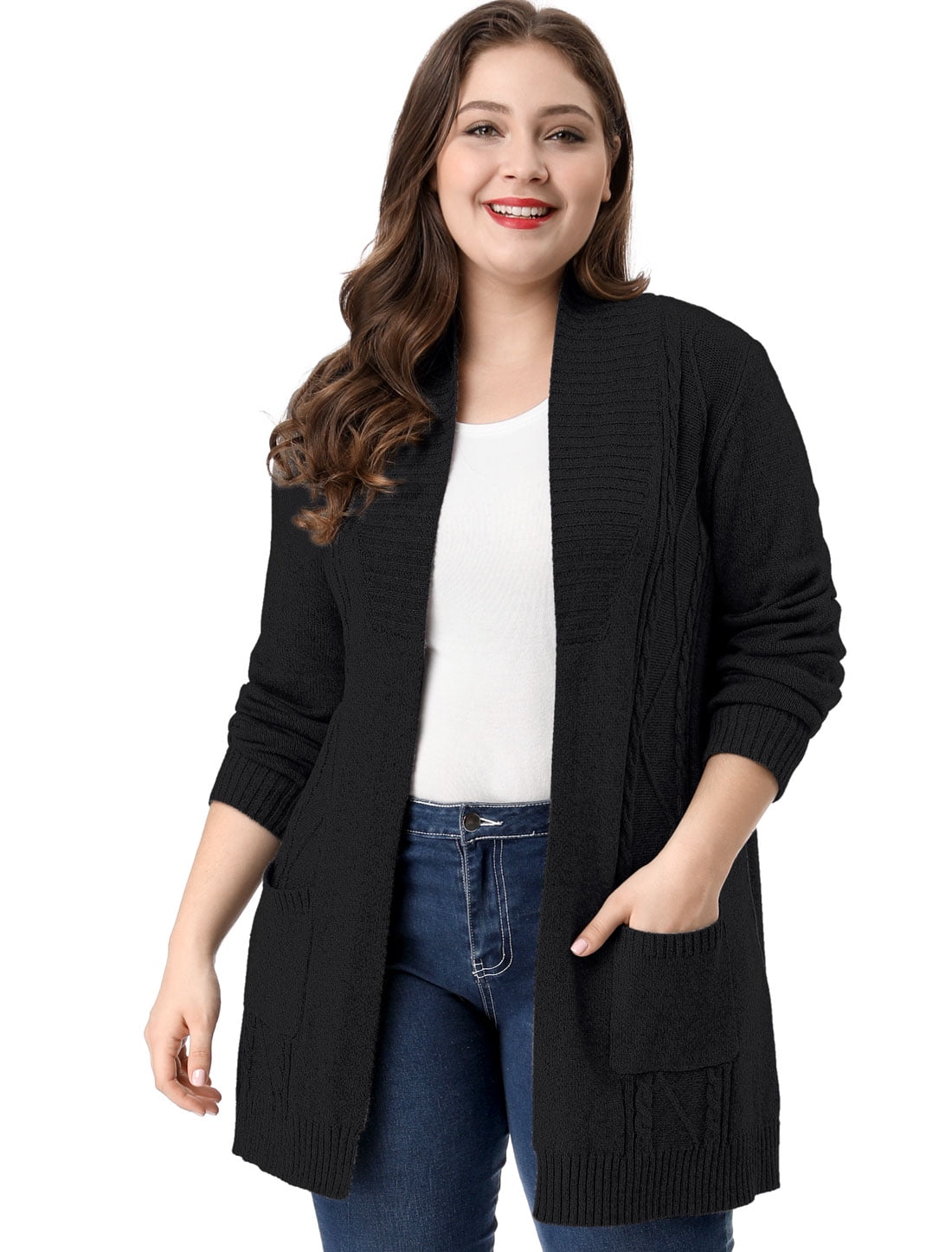 Unique Bargains Women's Plus Size Sweater Cardigan 2X Black Walmart Canada